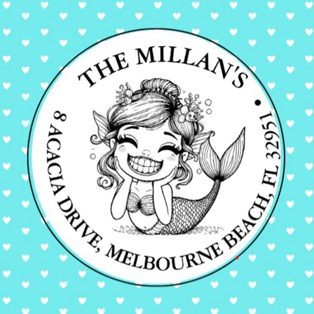 Modern Mermaid Pool Party  theme Self-inking Stamp (Add a splash of fun to your party with this self-inking mermaid stamp)