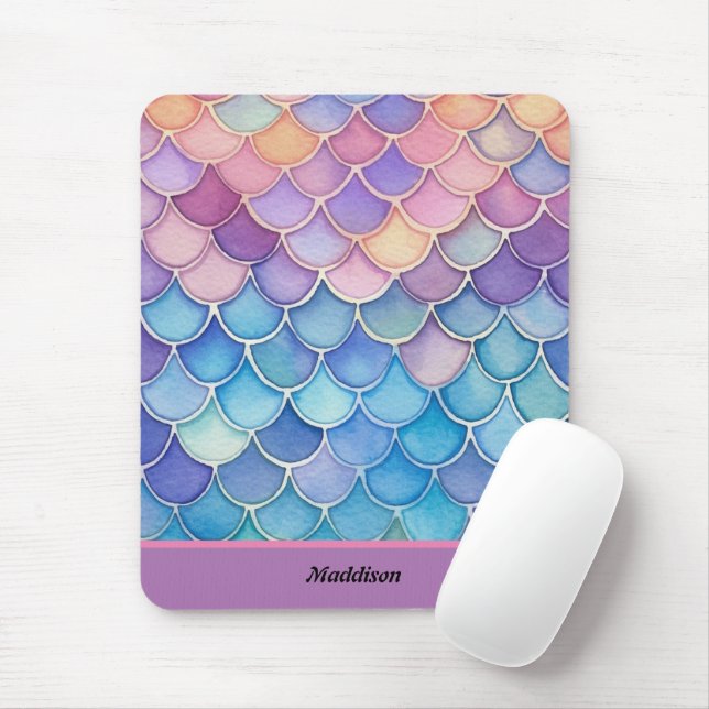  Modern Mermaid Scale Pattern Mouse Pad (With Mouse)