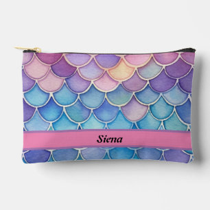 Modern Mermaid Scale Pattern Pencil and Toiletry Accessory Pouch