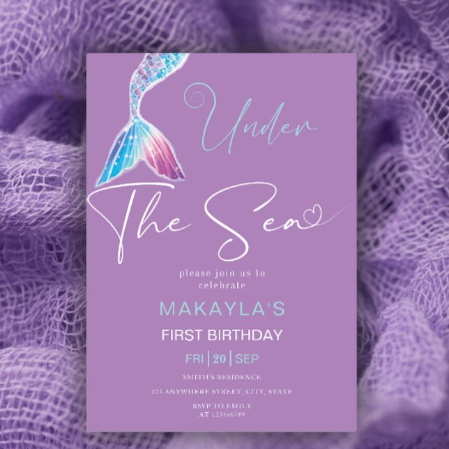 Modern Mermaid Under the Sea Birthday Invitation (Creator Uploaded)