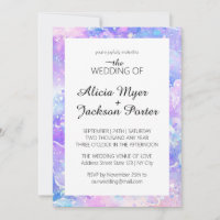 Modern Mermaid Watercolor Wedding Invitation 