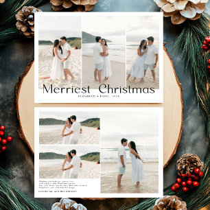Modern Merriest Christmas Couples Photo Holiday Card