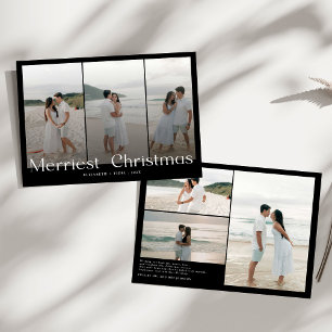 Modern Merriest Christmas Couples Photo Holiday Card