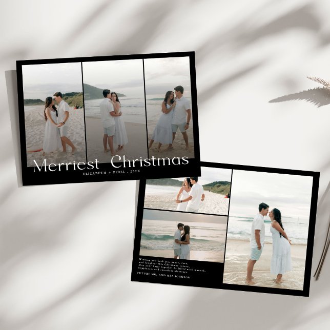 Modern Merriest Christmas Couples Photo Holiday Card (Creator Uploaded)