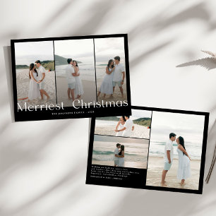 Modern Merriest Christmas Couples Photo Holiday Card