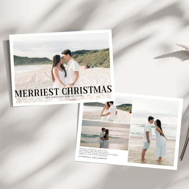 Modern Merriest Christmas Couples Photo Holiday Card (Creator Uploaded)