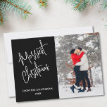Modern Merriest Christmas Photo Black Holiday Card<br><div class="desc">This modern black Christmas card features a photo template for you to replace with your photograph,  and says Merriest Christmas in stylish script typography.</div>