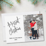 Modern Merriest Christmas Photo Name Holiday Card<br><div class="desc">This modern Christmas card features a photo template for you to replace with your photograph,  and says Merriest Christmas in stylish script typography.</div>