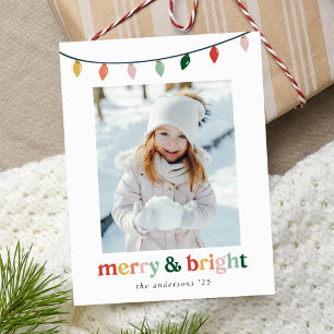 Modern Merry and Bright 2 Photo Holiday Postcard
