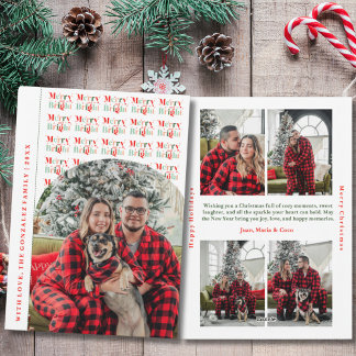 Modern Merry and Bright Arch Photo Christmas Holiday Card