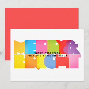 Modern Merry And Bright Business Christmas Holiday Card