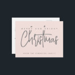 Modern Merry and Bright Christmas simple script Postcard<br><div class="desc">Modern script typography simple minimalist Merry Christmas postcard</div>