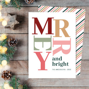 Modern Merry and Bright Custom Christmas  Holiday Card