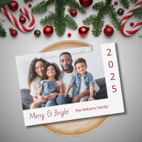 Modern Merry and Bright Family Photo Christmas