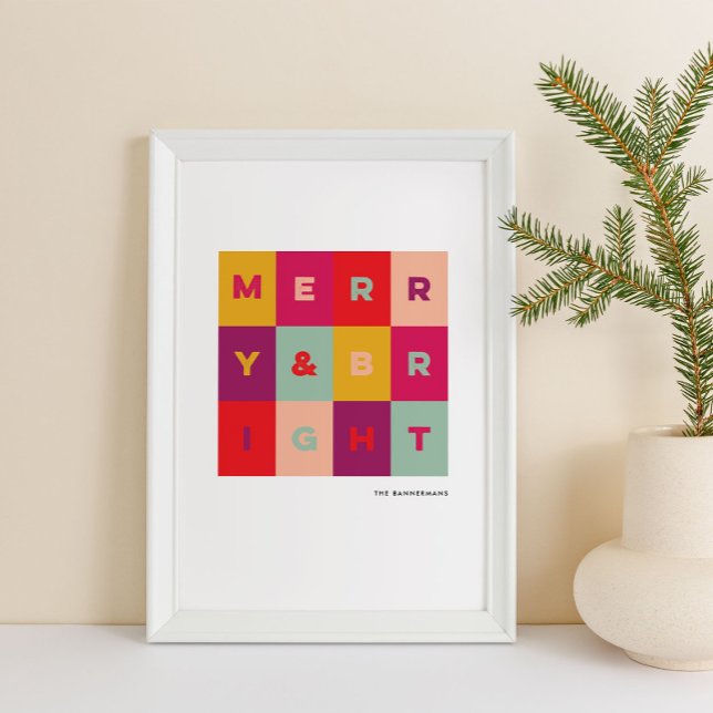 Modern Merry and Bright Holiday Art Print (Creator Uploaded)