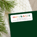 Modern Merry and Bright Holiday Return Address<br><div class="desc">Add a festive touch to your envelopes this season with our modern holiday return address labels. The custom return address labels feature "Merry & Bright" in gold, orange, blush pink, green, and red modern lettering. Personalize the Christmas labels by adding your name and address. Designed to coordinate with our Modern...</div>