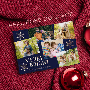 Modern Merry and Bright photo Christmas rose gold