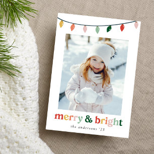 Modern Merry and Bright Photo Holiday Card