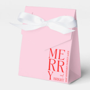Modern Merry and Bright Red Pink Christmas  Favour Box