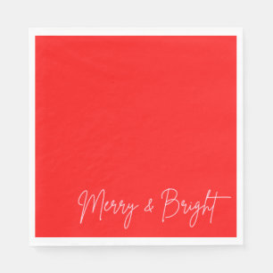 Modern Merry and Bright Red Pink Christmas  Napkin