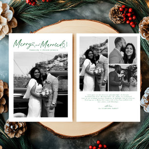 Modern Merry and Married Newlywed Script Christmas Holiday Card