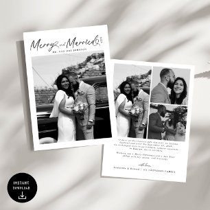 Modern Merry and Married Newlywed Script Christmas Holiday Card