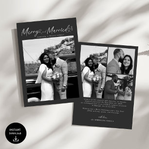 Modern Merry and Married Newlywed Script Christmas Holiday Card