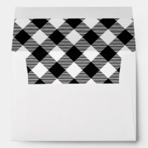 Modern Merry Black & White Plaid Envelope