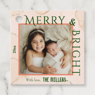 Modern Merry & Bright 1 photo cute bold Christmas Favour Tags