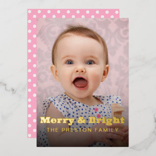 Modern Merry & Bright Bold Typography 2 Photo Pink