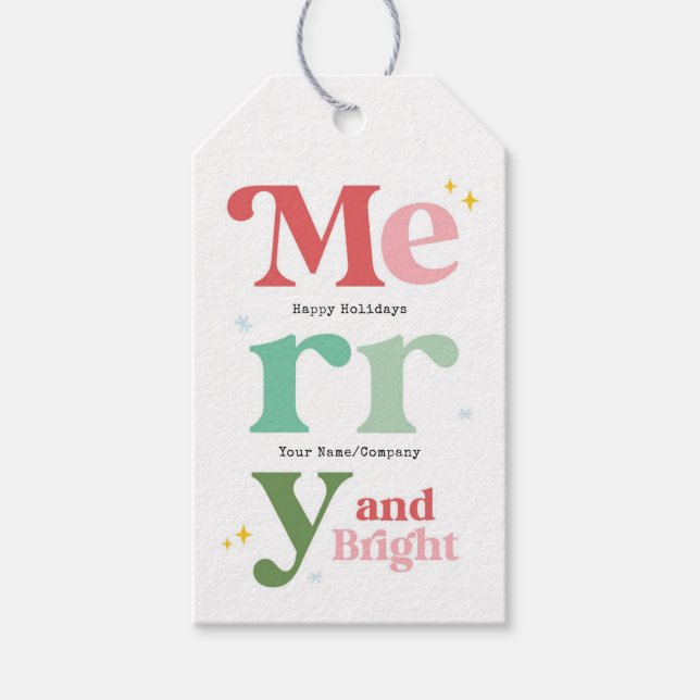 Modern Merry & Bright Christmas  Gift Tags (Front)
