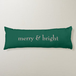 Modern Merry & Bright Christmas Holiday Green Pink Body Cushion