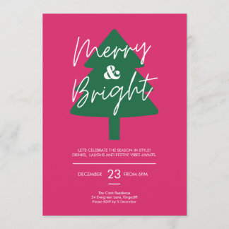 Modern Merry & Bright Christmas Party  Invitation