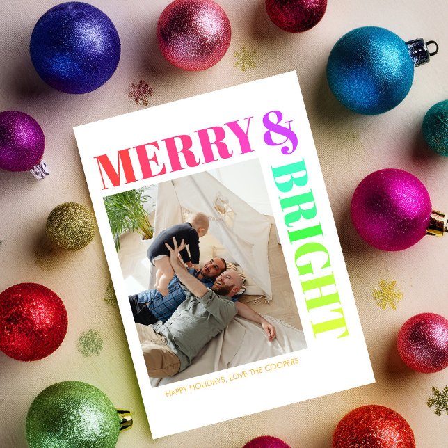 Modern Merry & Bright Colorful Christmas Holiday Card (Creator Uploaded)