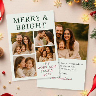 Modern Merry & Bright Elegant Photo Holiday Card