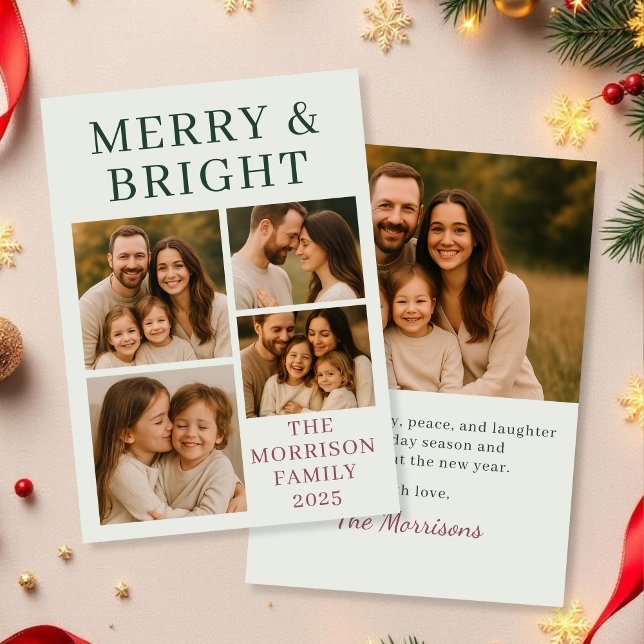 Modern Merry & Bright Elegant Photo Holiday Card (Creator Uploaded)