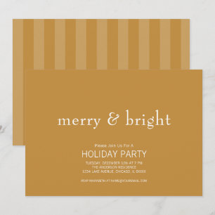 Modern Merry & Bright Gold Christmas Holiday Invitation