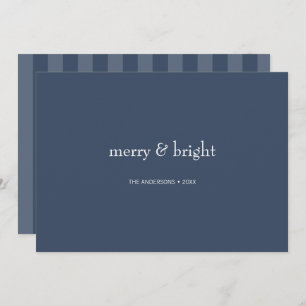 Modern Merry & Bright Navy Christmas Holiday Card