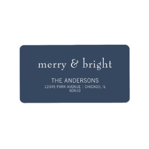 Modern Merry & Bright Navy Holiday Address Label