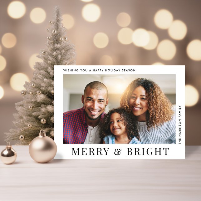 Modern Merry Bright Photo Christmas Holiday Card (Share the love and warmth of the season with your personalized photo Christmas card)