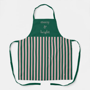 Modern Merry & Bright Pink and Green Holiday Apron