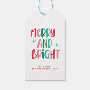 Modern Merry & Bright Retro Colourful Christmas  Gift Tags