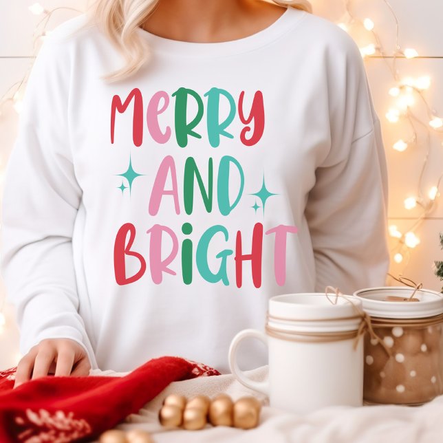 Modern Merry & Bright Retro Colourful Christmas  Sweatshirt (Creator Uploaded)
