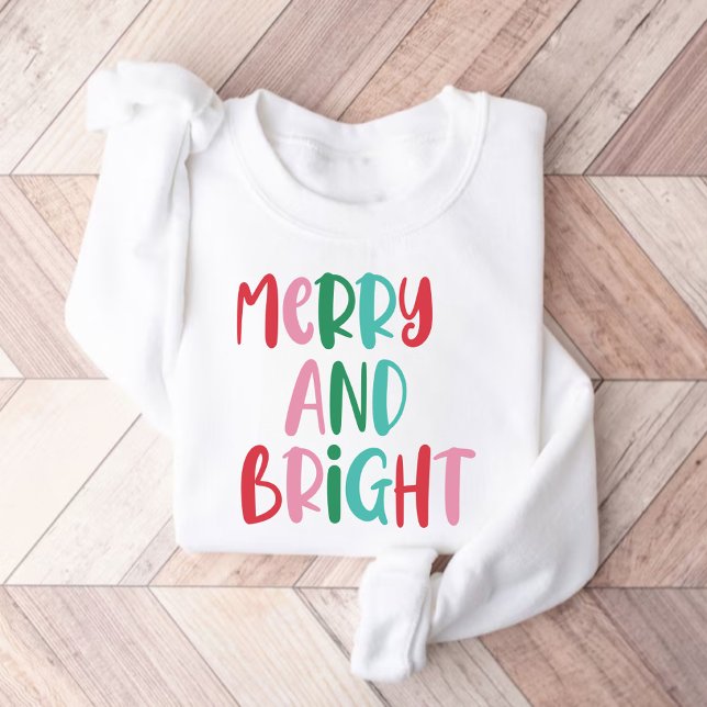 Modern Merry & Bright Retro Colourful Christmas  Sweatshirt (Creator Uploaded)