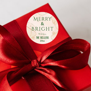 Modern Merry & Bright simple cute bold Christmas Classic Round Sticker