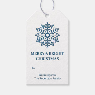 Modern Merry & Bright Teal Snowflake Christmas Gift Tags