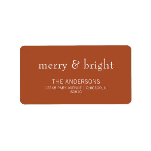 Modern Merry & Bright Terracotta Holiday Address Label