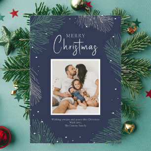 Modern Merry Christmas 1 Photo Flat Holiday Card