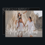 Modern Merry Christmas 1 Photo  Holiday Card<br><div class="desc">Modern flat holiday greeting card features Merry Christmas in a beautiful script along with your family name and your personal holiday greeting on the back. PRINTED and/or INSTANT DOWNLOAD!</div>