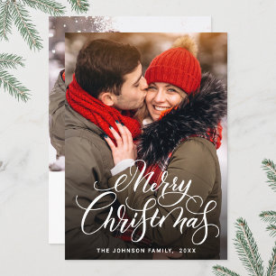 Modern Merry Christmas 2 PHOTO Greeting Holiday Card